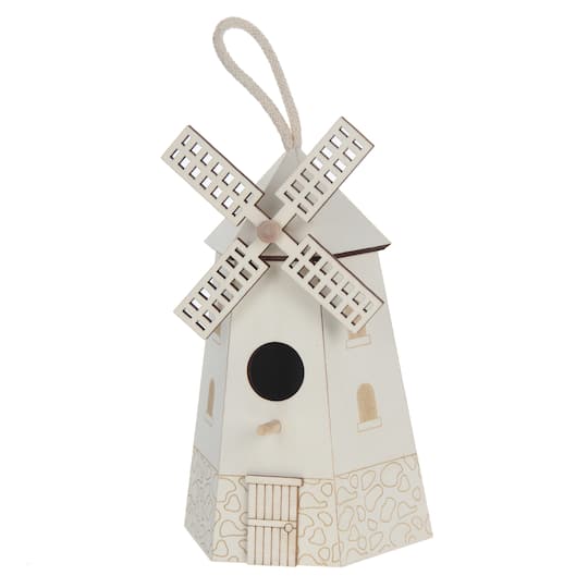 7.5&#x22; Windmill Plywood Birdhouse by Make Market&#xAE;